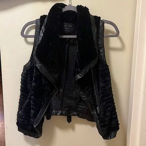 Black faux-fur vest